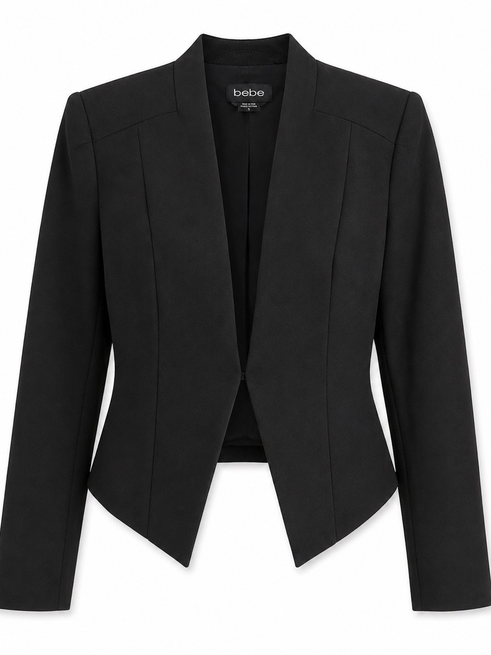 Bebe Black Structured Blazer Padded Shoulders Size 4